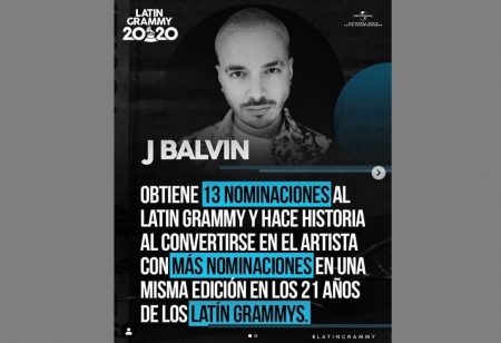 J BALVIN É O RECORDISTA DE INDICAÇÕES EM UMA EDIÇÃO DO LATIN GRAMMY®