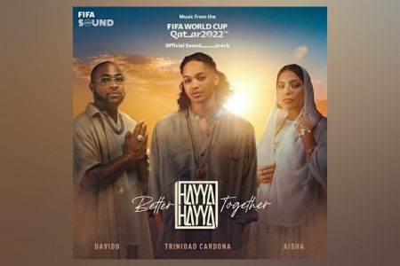 PARTE DA TRILHA SONORA OFICIAL DA COPA DO MUNDO QUATAR 2022, “HAYYA HAYYA (BETTER TOGETHER)” É INTERPRETADA POR TRINIDAD CARDONA, DAVIDO E AISHA
