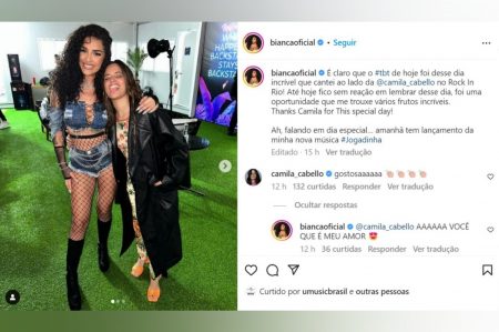 BIANCA E CAMILA CABELLO TROCAM ELOGIOS AO RELEMBRAREM MOMENTO ESPECIAL NO ROCK IN RIO