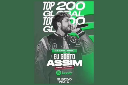 GUSTAVO MIOTO COMEMORA UM MÊS NO PRIMEIRO LUGAR DO SPOTIFY BRASIL COM O HIT “EU GOSTO ASSIM”