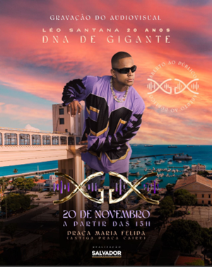 Léo Santana celebra 20 anos de carreira com show e gravação de audiovisual abertos ao público