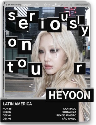 HEYOON traz a seriously on tour ao Brasil para três shows em dezembro